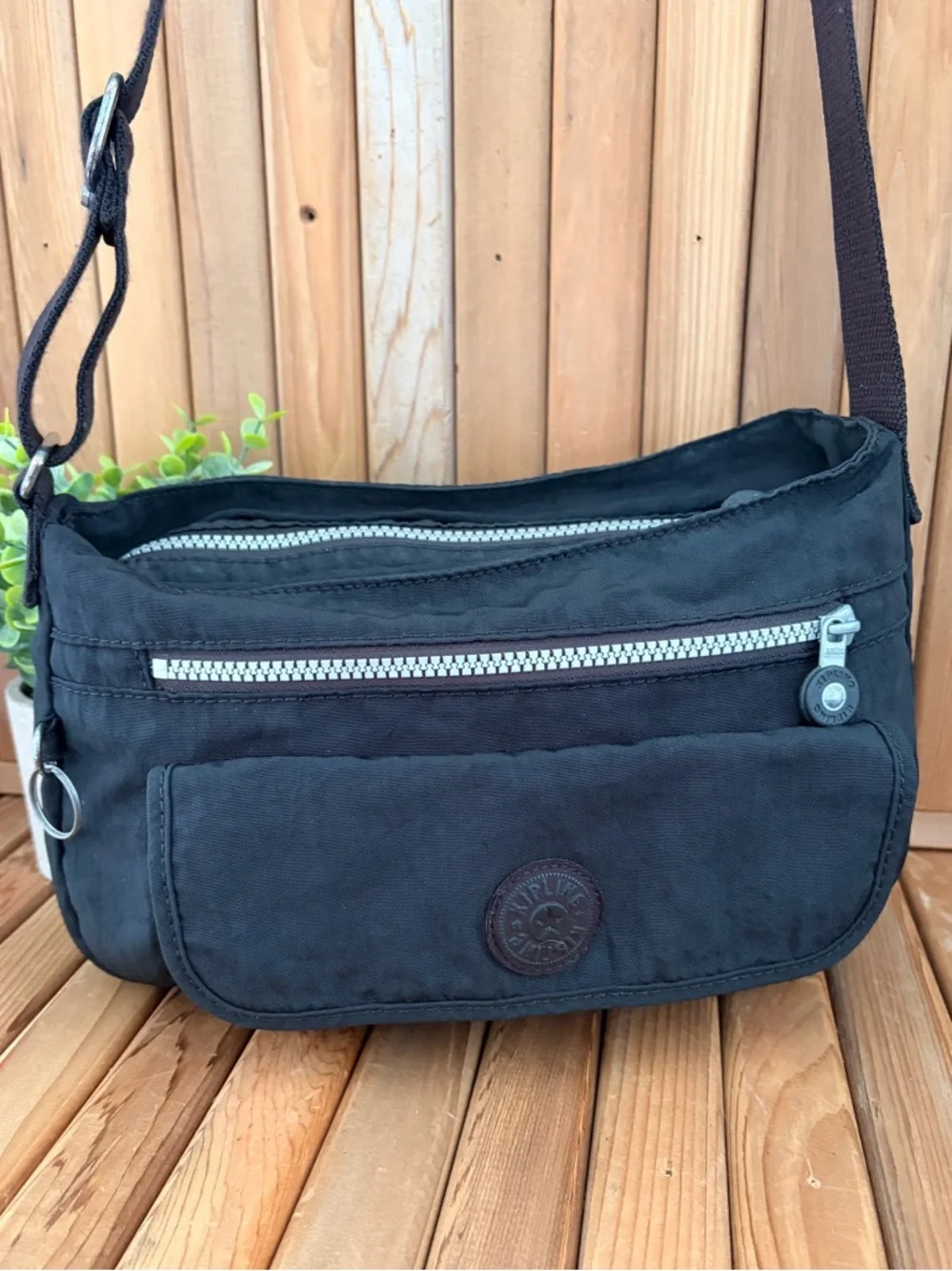 Kipling Black Nylon Crossbody Multi Pocket Lightweight Belt Bag, Black